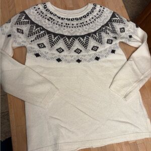Kismet Cream and Black Geometric Sweater Fair Isle